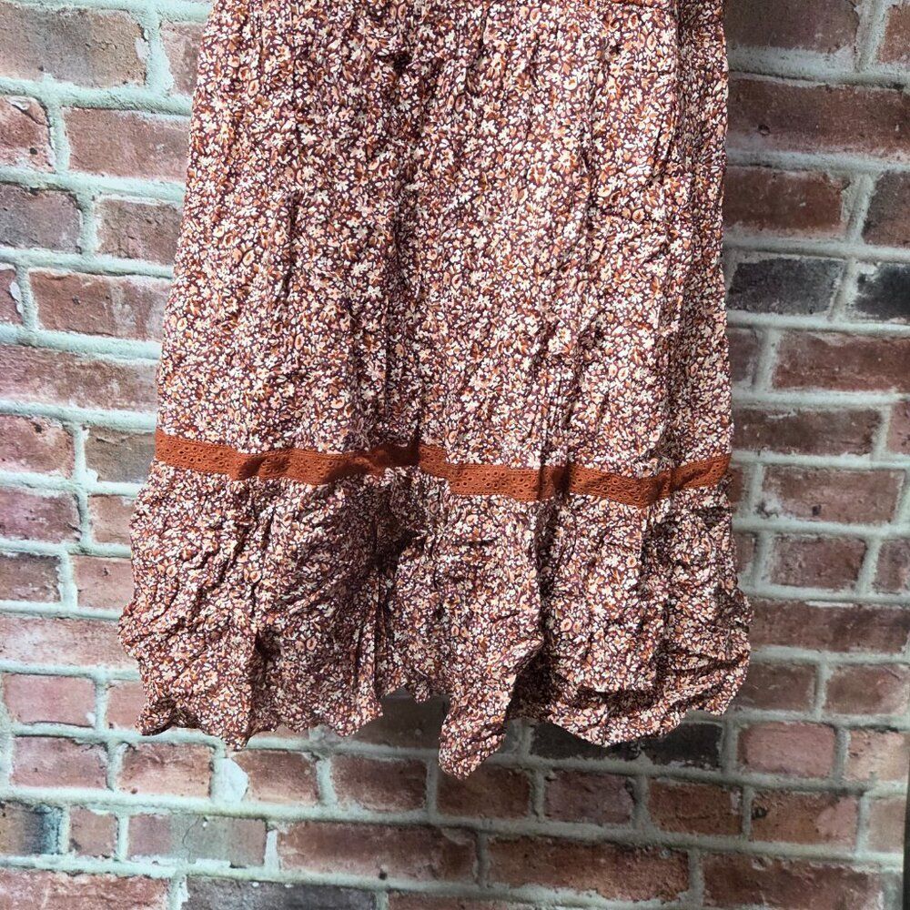 Madewell Dress S | Brown Floral Boho Short Sleeve Above Knee Coquette Indie‎ - Picture 5 of 7